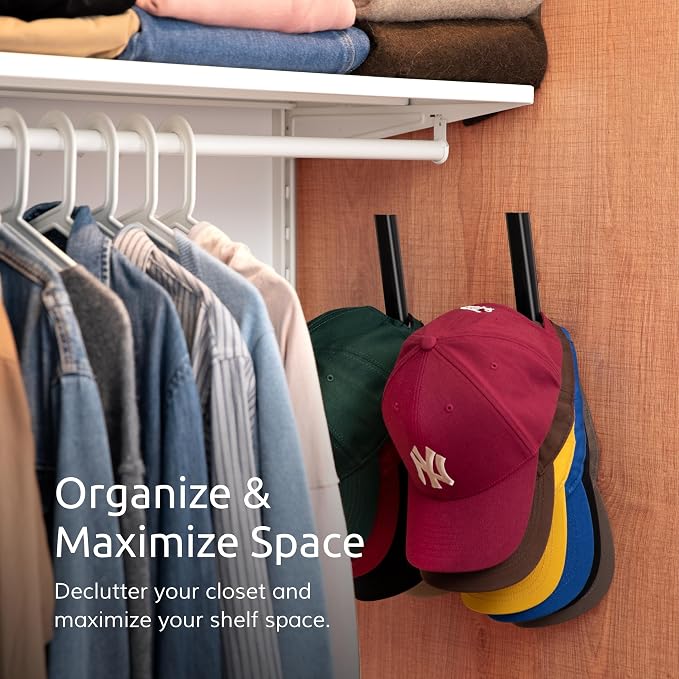 Ozueccr Hat Rack for Baseball Caps – Wall Mounted Vertical Hat Holder, Multi-Purpose Wall Hook, Closet Cap Organizer, Sturdy Compact, Easy to Install