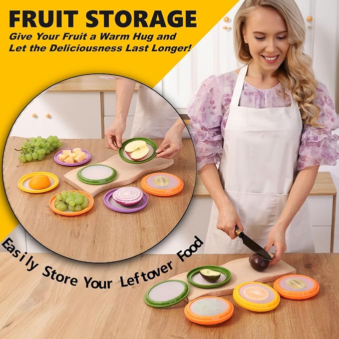Onion Storage and Avocado Saver - 4-Piece Set Silicone Fruit Storage Box, Multifunctional and Perfect for Lemons, Cheese, Tomatoes, Potatoes, Garlic