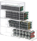 BTSKY Clear Acrylic Battery Storage Organizer for AA, AAA, 9V, C Batteries | 4-Drawer Storage Box Battery Holder Organizer for Common Types Batteries, Household Container, 1 Pack(Batteries Not Included)