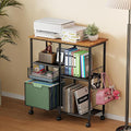 Tiaoheka Rolling File Cart with Wheels,Lateral File Cabinet with 2pcs Drawers,Rolling Printer Stand Cart with Open Storage Shelf,Hanging Filing Cabinet Organizer Cart Fits Letter Size for Home Office