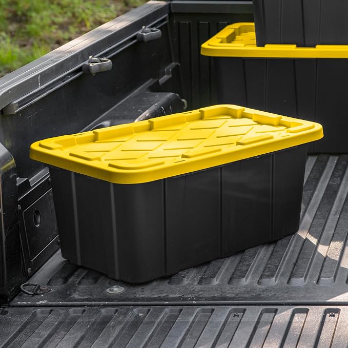 Sterilite 24-Pack Industrial Tote, Plastic Storage Container Bins with Lids, 17 Gallon - Heavy-Duty Organizing Containers for Closet, Bathroom, and Office