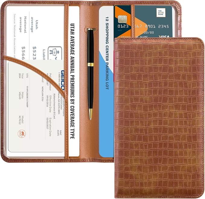 CoBak Car Registration and Insurance Holder | Vehicle Glove Box Organizer, Auto Truck Compartment Document Case with Magnetic Closure for Insurance & Driver License