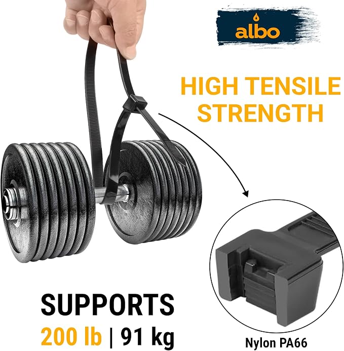 ALBO Black Zip Ties 36 Inch Plastic Cable Ties 50 Pack Tie Wraps Heavy Duty 200lb UV Resistant Nylon Wire Ties