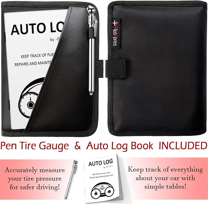 PlusXpres Glove Box Compartment Organizer - Car Document Holder - Black | Owner Manual Case Pouch, Vehicle Storage Wallet for Registration and Insurance Card, Auto Paperwork Holder, Log Book included