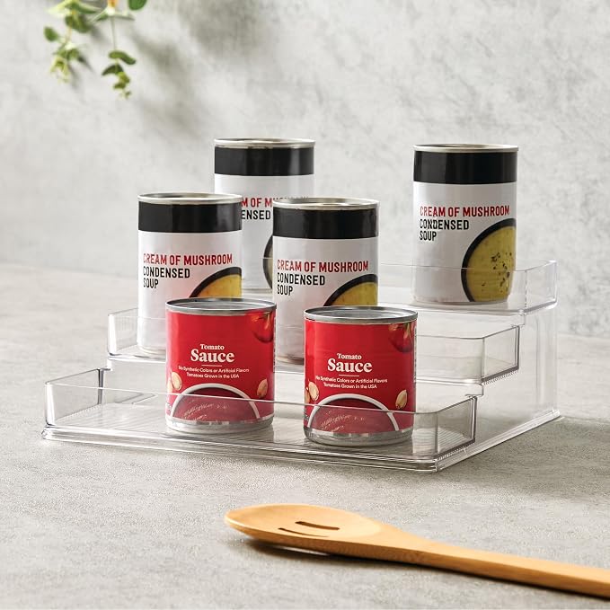 iDesign 3-Tier Spice Rack Organizer, Set of 2, Clear | For Cabinets, Pantry or Countertop, Made in USA