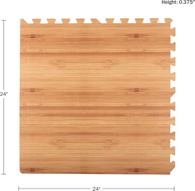 EVA Foam Floor Tiles 24-Pack - 96SQFT Puzzle Mats for Floor - Interlocking Foam Tiles for Family Room or Gym Flooring by Stalwart (Light Woodgrain)