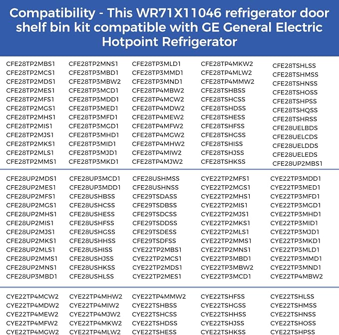 WR71X11046 Door Shelf Bin for GE General Electric Hotpoint Refrigerator Left Hand Middle Door Ice Bin Replace AP5669527 2692259 PS6883669, Holds Jars and Bottles