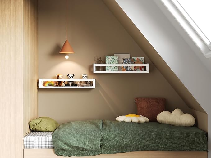 TidyCorner Upgraded Thick Floating Shelves, 24 Inch Solid Wood Bookshelf for Wall, Floating Book Shelves Use as Wall Shelves for Bedroom, Living Room, Kitchen, Books, Spice Rack & Decor - White