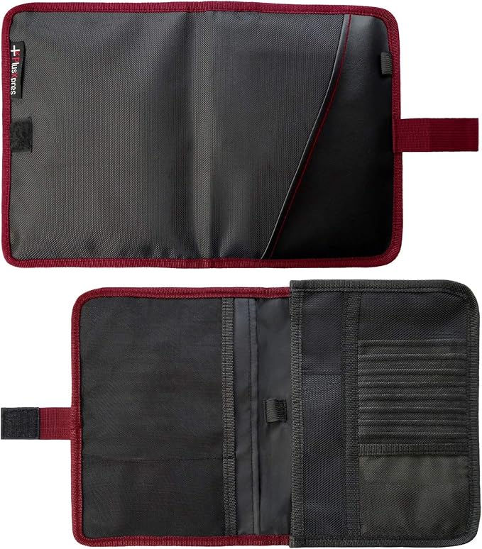 PlusXpres Glove Box Compartment Organizer - Car Document Holder - Red | Owner Manual Case Pouch, Vehicle Storage Wallet for Registration and Insurance Card, Auto Paperwork Holder, Log Book included