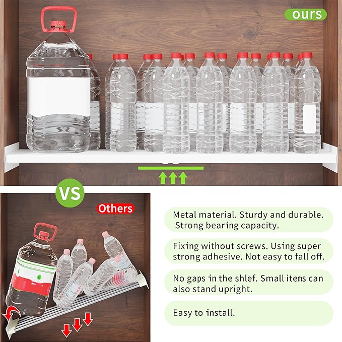 Expandable Closet Shelf Organizer, Adjustable Shelves Organizer, Storage Shelving Rack DIY Divider RV Separator for Cabinet Pantry Wardrobe Cupboard Kitchen, 2 Pack, X-Large