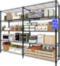 71"W Metal Storage Shelves 5-Tier, Heavy Duty 1325LBS Wire Rack Shelving Unit, Adjustable Black Standing Shelves for Garage Kitchen Pantry Commercial Storage, H or L-shaped Shelf,15.7"D x 70.5"H