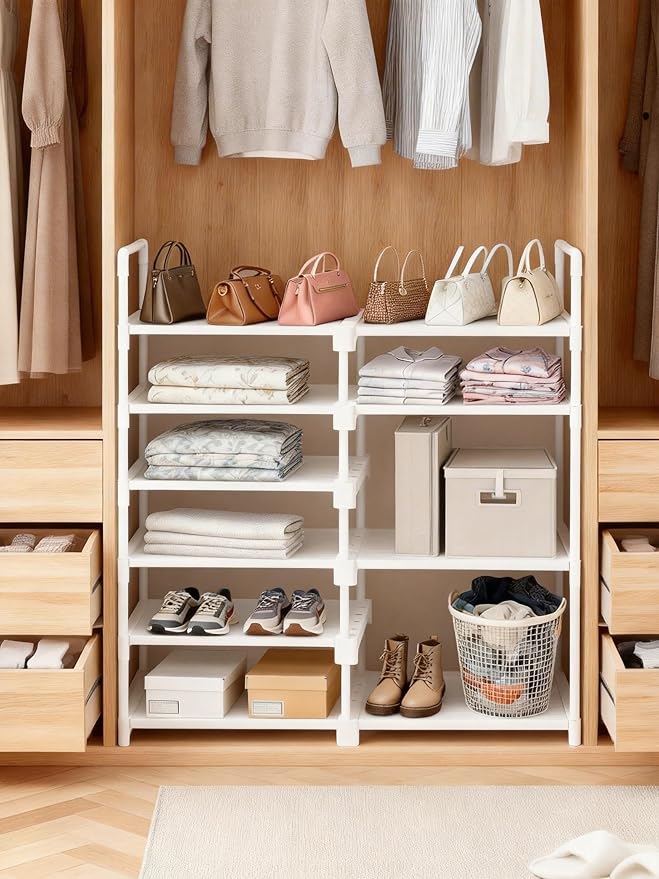 6-Tier Shoe Rack Large Capacity,Durable Shoe Organizer Storage for 20-26 Pairs of Shoes and Boots,Heavy Duty Free Standing Shoe Stand for Closet,Entryway and Garage (White)