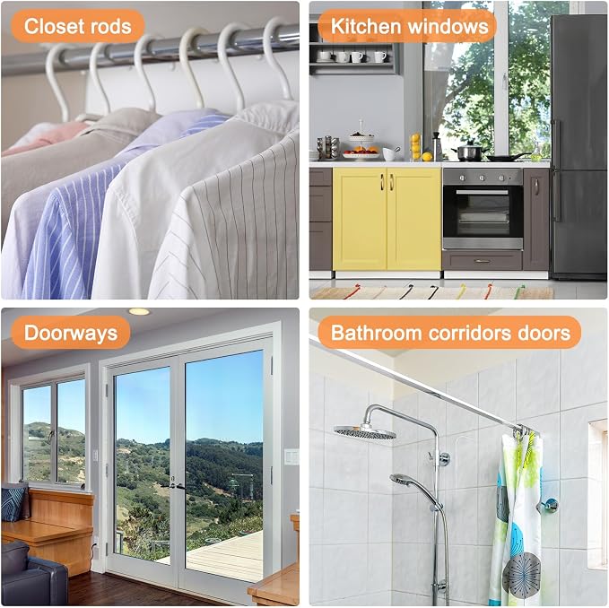 uxcell Tension Curtain Rod, Adjustable 51 to 98 inches, 0.79" Dia White Spring Tension Rod No Drilling Expandable Tension Rod for Doorway, Kitchen