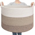 Goodpick Large Woven Basket for Blankets, Nursery & Living Room Decor, 85L | 21.7 x 21.7 x 13.8 In Baby Toy Storage Basket for Nursery, Blanket Basket for Living Room, Toy Bin, Light & Brown