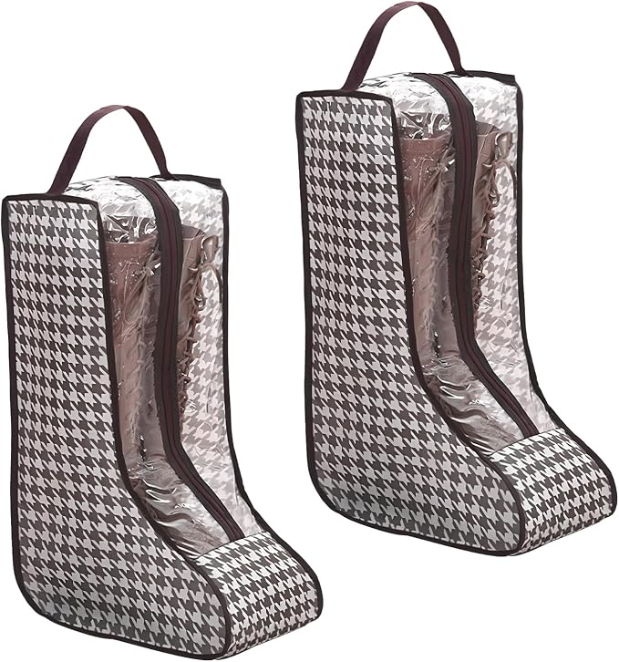 2 Pack Boot Bags for Cowboy Boots Storage Organizer Tall Style, Portable Travel Shoe Bags Protector Box Organizer with Handle for Cowboy Shoes, Dustproof for Packing Travel and Daily Use