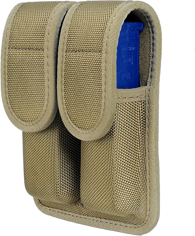 Molded Double Mag Pouch Holster with Double and Single Stack Magazines .380, 9mm & 40 Cal for S&W M&P Ruger Glock Walther H&K