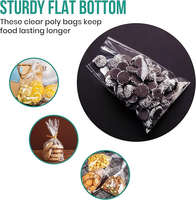 Levex - 2" x 8" (100 Count) Open End Flat Top - 3-Mil Heavy Duty Clear Poly Bags for Packaging, Shipping, Storage & Food (Bags Do Not Have a Seal or Prints)