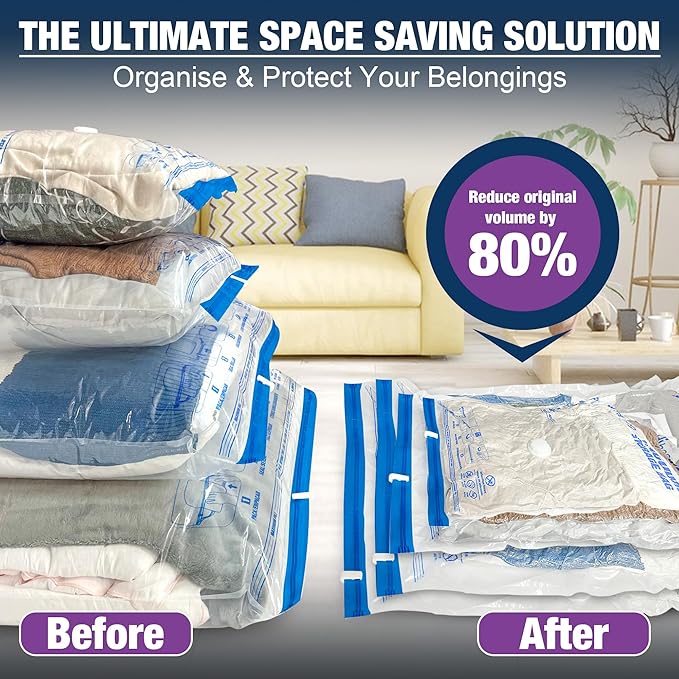 XXL Jumbo 47''X35'' Vacuum Storage Space Bags Extra Large for Blanket Bedding Comforters with Hand Pump (4 Pack)