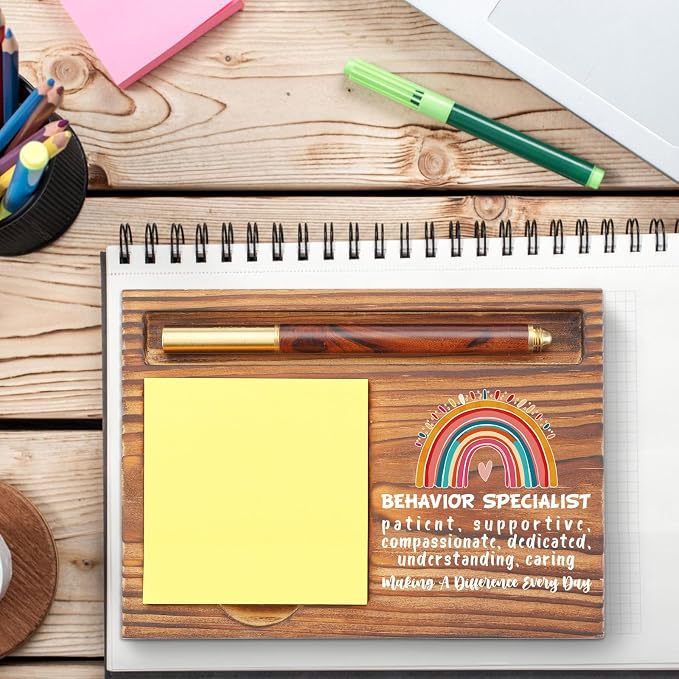 Behavior Specialist Appreciation Gift Sticky Note Holder, Thank You Encouragement Desk Accessory for Coworker, Behavior Specialist Week Office Desk Item TZP178