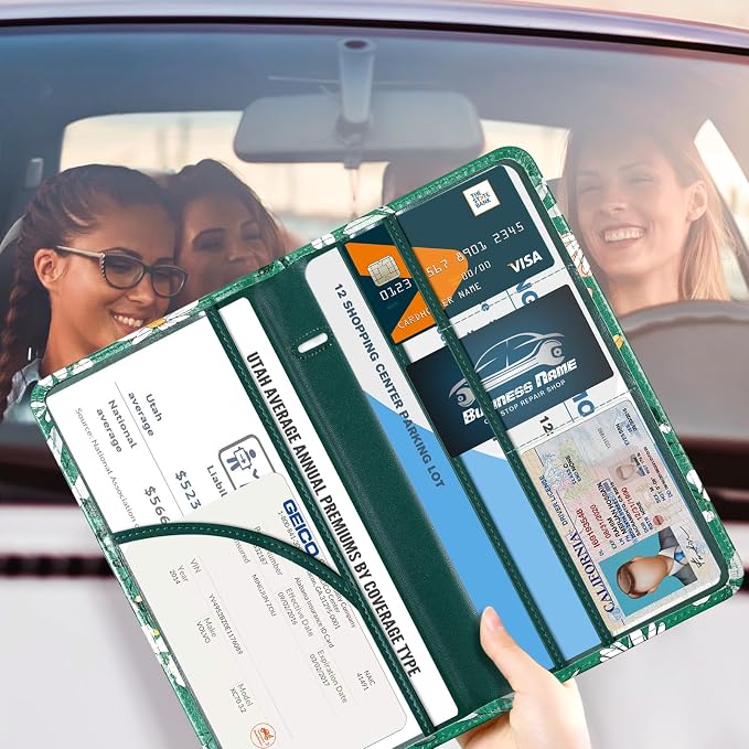 CoBak Car Registration and Insurance Holder | Vehicle Glove Box Organizer, Auto Truck Compartment Document Case with Magnetic Closure for Insurance & Driver License