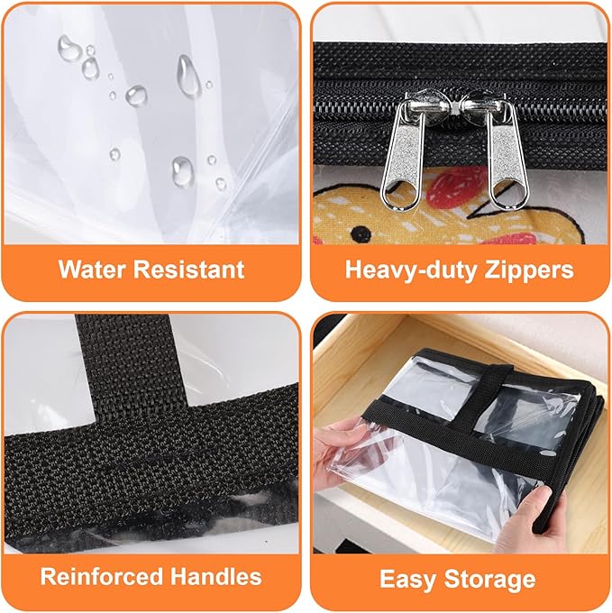 SpaceTrove Clear Clothes Storage Bags, 8 Pack Closet Organizers and Under Bed Storage Containers, Foldable Moving Bags with Zippers for Comforter, Blanket, Bedding, Duvet, PVC Packing Bags 40L