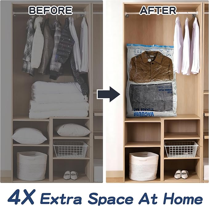 XXL Jumbo Vacuum Storage Bags, 47''X35'' Extra Large Space Bags for Blanket, Bedding, Comforters (8-XXL)