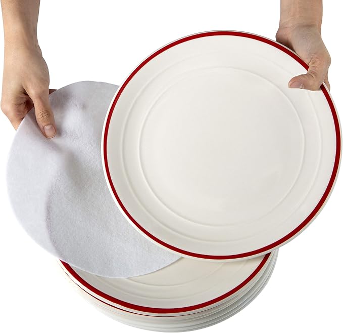 Simplify Holiday Dinner Plate Dinnerware Storage Box | 12.2 Inch | Christmas China | 12 Felt Dividers | Tableware Setting | Red