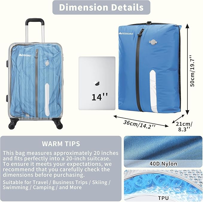 Vacuum Bag for Travel, Professional IPX8 Waterproof Reusable Vacuum Compression Bags for Travel Suitcases, Durable Space Saver Bag(1 Large,No Pump)