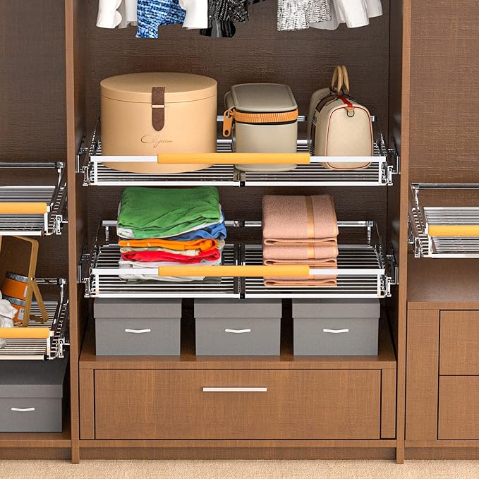 Pull Out Drawer Cabinet Organizer, Expandable Slide Out Storage Shelves - Heavy Duty, Durable and Smooth Slide-Out, 17" x 28" Wide x 22.5" Deep, 2 Pack