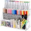 CELSOL Acrylic Pen Holder – 3 Tier 15 Compartments Vertical Storage for Markers, Pens & Art Supplies – Clear Desk Organizer for Home, School & Office – Ideal for Space-Saving & Desk Organization