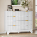 BORNOON Fluted 8 Drawer Tall Dresser, 47.2" Wide Modern Boho Chest of Drawers, Wooden Storage Dresser TV Stand for Bedroom, Living Room, Closet, Hallway, Curved Profile Design