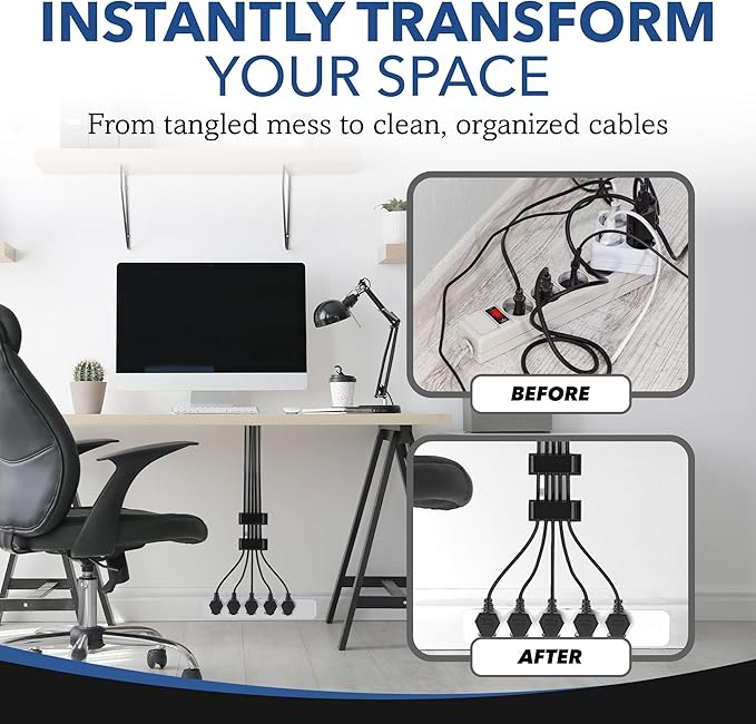 100 PCS Self Adhesive Cable Clips, Wire Organizer, Cable Management, Cord Organizer for Desk, Wall, PC, Car, Home, Office, USB, Ethernet, Power Cords, Black (Large)