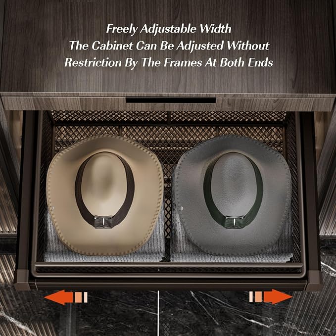 Pull Out Drawer Organizer Containers,Aluminum Alloy Stackable Shelf Baskets Organizer,Stackable Storage Bins,for Office Bathroom Bedroom(Save Space)(Gray,29.92-33.85in)