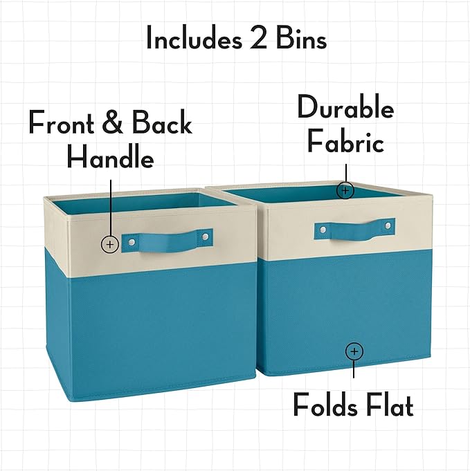 RiverRidge Kids storage bins - 10.5 Cube Storage Organizer with Handles - Turquoise Two-Tone closet organizers and storage for Toys, Shoes & More – Fits RiverRidge Cabinets