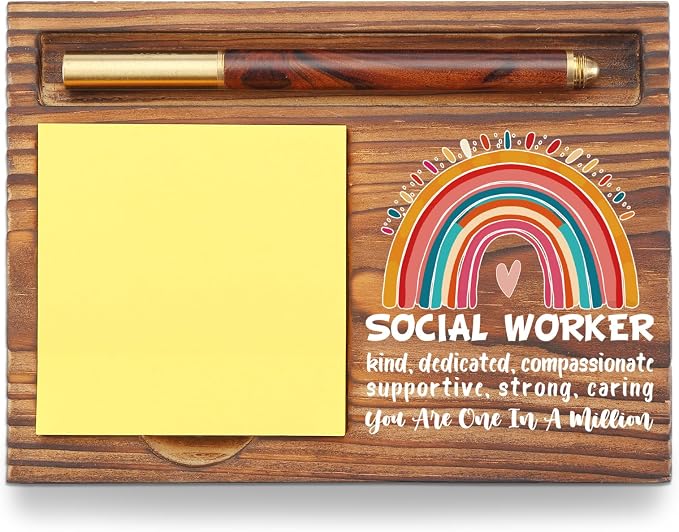 Social Worker Gift Sticky Note Holder Appreciation Thank You Gift Wooden Desk Accessory Coworker Nurse TZP167