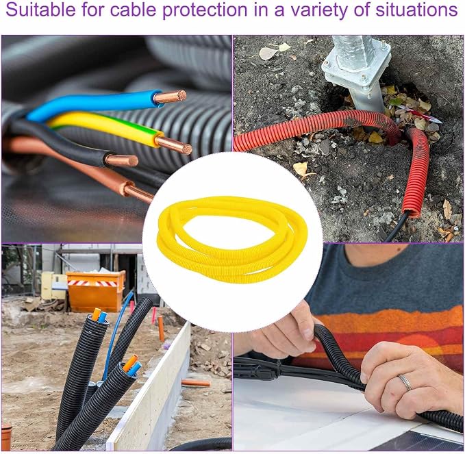 DMiotech 20ft Wire Loom Split Tubing 1 Inch(25.4mm) ID, Cord Protectors from Pet Flexible Conduit Cable Management for Office Home Garden, Yellow
