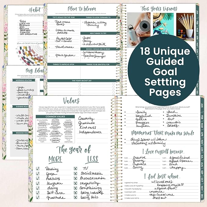 bloom daily planners 2026 Planner (January to December) - 8.5” x 11” Weekly & Monthly Dated Agenda Organizer Book with Stickers & Tabs - Flexible Soft Cover - Garden Party, Beige