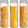 ComSaf Tall Glass Pasta Containers with Airtight Lids 68 oz 3 Pack Canister | Spaghetti linguine, Long pasta storage, Breadsticks, Vertical pantry organization, Cabinet organization, Dry food storage