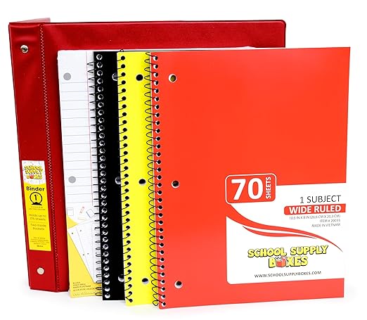 School Supply Boxes | Elementary School Bundle (1 Box) | Back to School Essentials Kit for Students & Teachers | Includes Wide-Ruled Paper Products, Crayons, Markers, Colored Pencils, & More