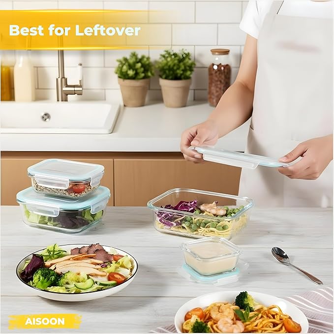 AISOON 50 Pcs 85oz Large Food Storage Sets with Lids, Airtight Kitchen Pantry Containers, Leakproof & BPA-Free Meal Prep Containers, Freezer, Microwave & Dishwasher Safe with Labels & Pen