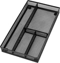 shenee Desk Drawer Organizer Tray,Drawer Organizer for Office and Home,Desk Organizer with Drawers,4 Compartments,Non-Slip Desk Organizers and Accessories for Stationery Makeup School (Black)