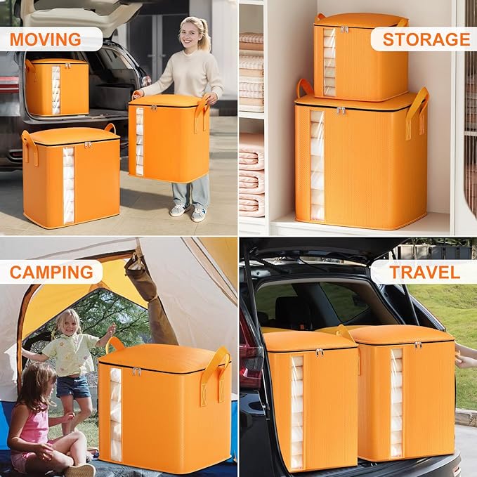 Moving Bags Heavy Duty Extra Large 4-Pack, 2 Sizes Durable Heavy-Duty Storage Bags – Alternative to Moving Boxes, Plastic Storage Bins, Mattress Bags for Moving & College Essentials.2 Medium & 2 Large