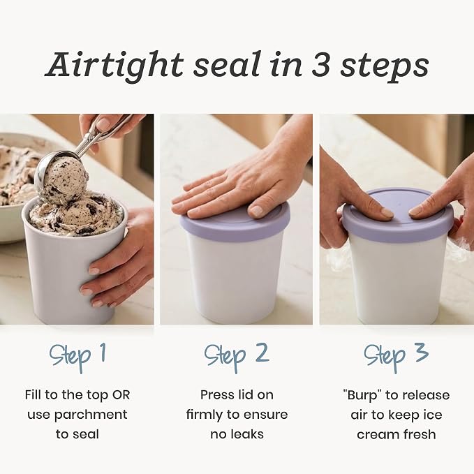 StarPack Freeze The Day Homemade Ice Cream Containers (2-Pack, 1 Quart) - Airtight Silicone Lids, BPA-Free Reusable Ice Cream Freezer Containers with Lids, Stackable, Lavender & Mint