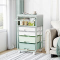 SYKIARIOL 4 Drawers Rolling Storage Drawer Craft Organizers Bookshelf Cart with Dust-Proof Door for Kids Playroom,Bedroom,Home Office, Green