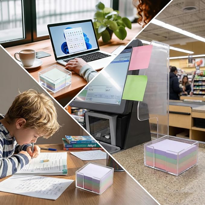 Sticky Note Holder, Clear Acrylic Notepad Holder | Notepad Organizer Notes Dispenser for Desk Office School Aesthetic Supplies Accessories
