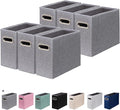 6 Packs Letter Size File Organizer, File Folders Organizer, Fabric Storage Box, Collapsible Paper Organizer with Metal Handle, Smooth PVC Rails, Only Box (Gray)