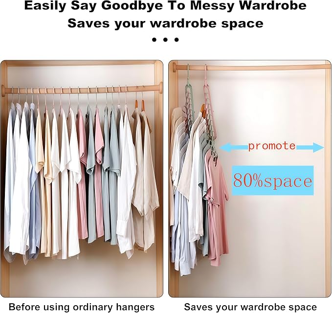 9 Space-Saving Hangers Heavy-Duty PP Plastic Tiered Hanger Organizer with Non-Slip Foldable Design, for Closet (Blue, 5)