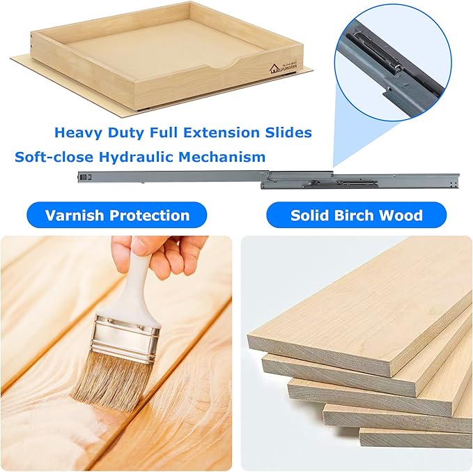 WelFurGeer Soft Close Pull Out Drawers for Kitchen Cabinets, 32" W x 21" D Pull Out Cabinet Organizer, Heavy-Duty Cabinet Organizer, Space-Saving Pullout Drawer for Home & Kitchen Organization