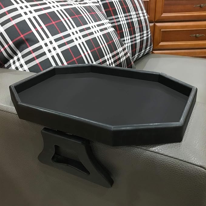 Side Tables Sofa Armrest Clip-On Table, Recliner Armchair Organizer Tray (Black), Food Grade Plastic Material