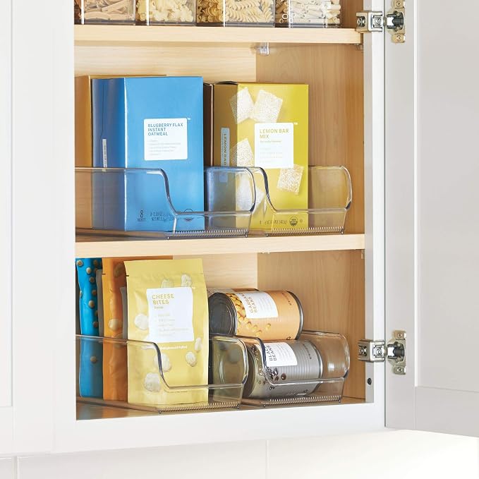 iDesign Linus Collection Organizer Bin, Set of 2, 5.25" x 11" x 3.5" | Recycled Plastic, Freezer and Refrigerator, Clear